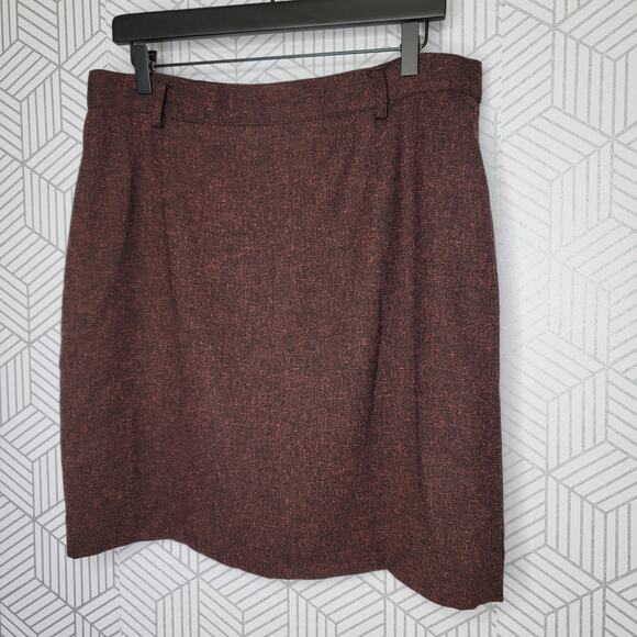 Burgundy Saks Fifth Ave Black Label Tweed Skirt Sz 14 - Picture 2 of 11